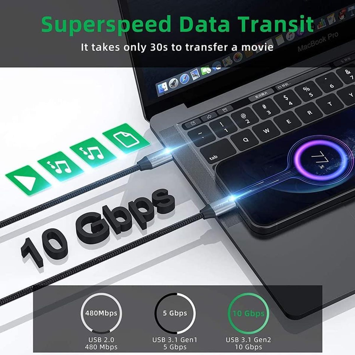 GENERICO - Cable de Extensión USB C 31 Gen2 10Gbps 3m con Resolución 4K