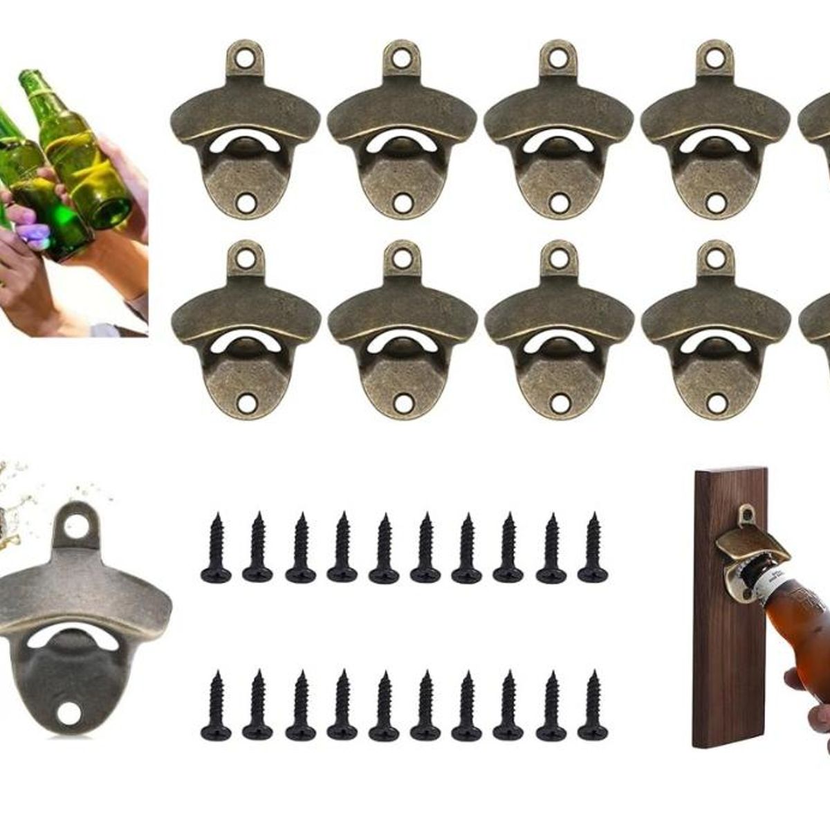 GENERICO - Pack de 10 Destapadores de Botellas de Pared Rústicos