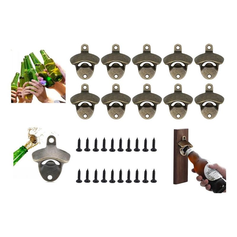 GENERICO - Pack de 10 Destapadores de Botellas de Pared Rústicos
