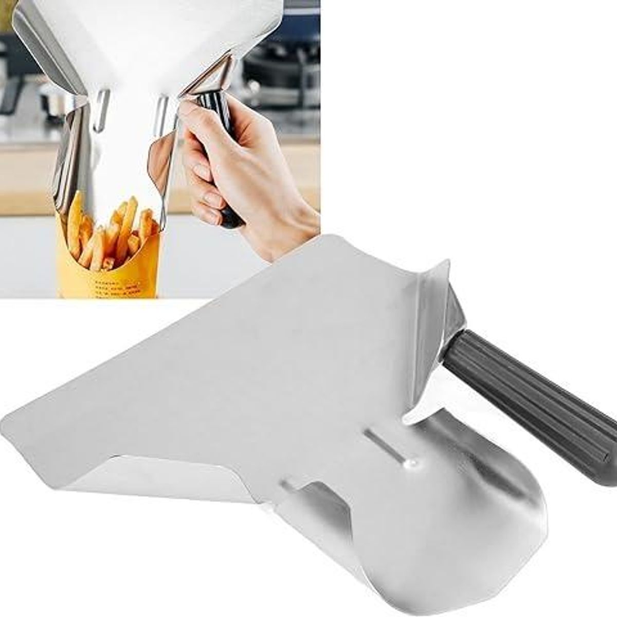 GENERICO - Pala de Acero Inoxidable para Freír Papas con Doble Asa