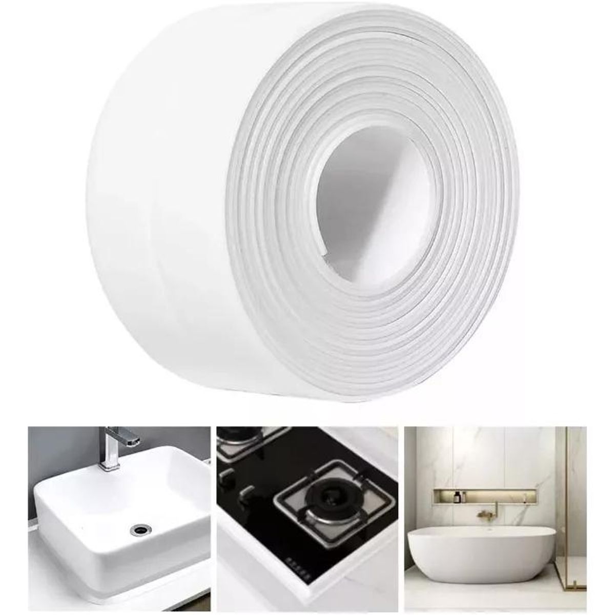 GENERICO - Cinta Adhesiva Impermeable para Sellado de Baños y Duchas.