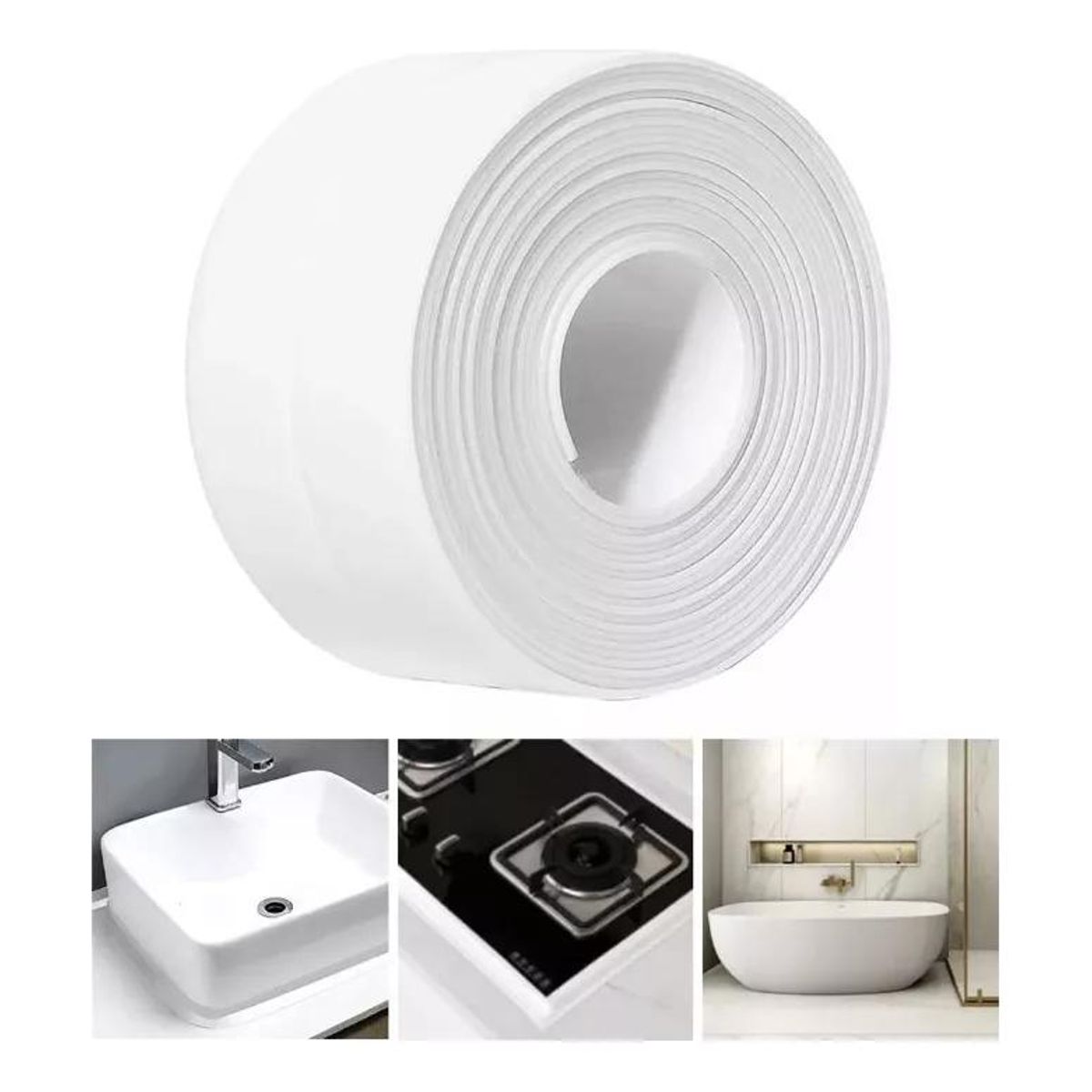 GENERICO - Cinta Adhesiva Impermeable para Sellado de Baños y Duchas.