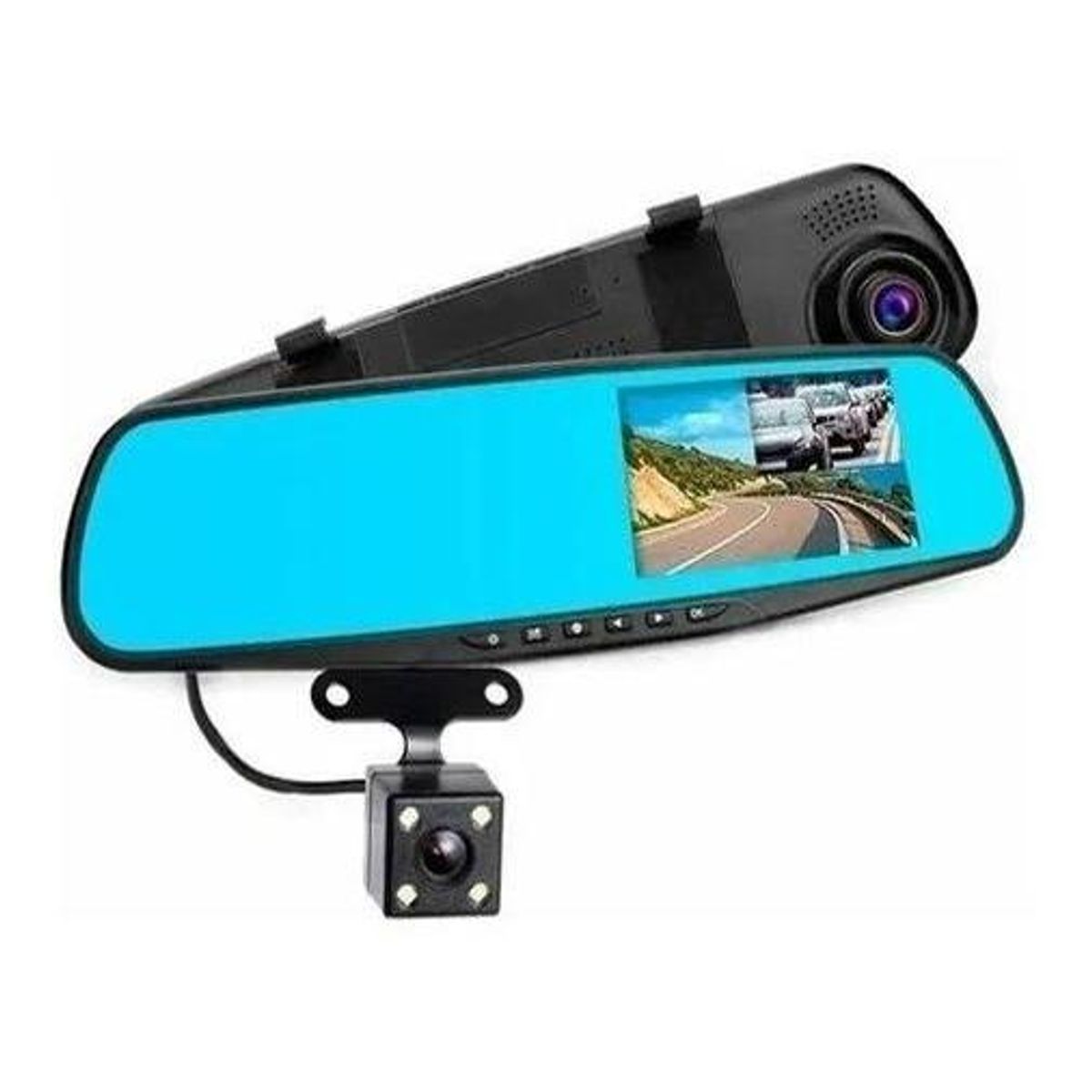 GENERICO - Espejo Retrovisor con Cámara Frontal y de Retroceso HD 1080p