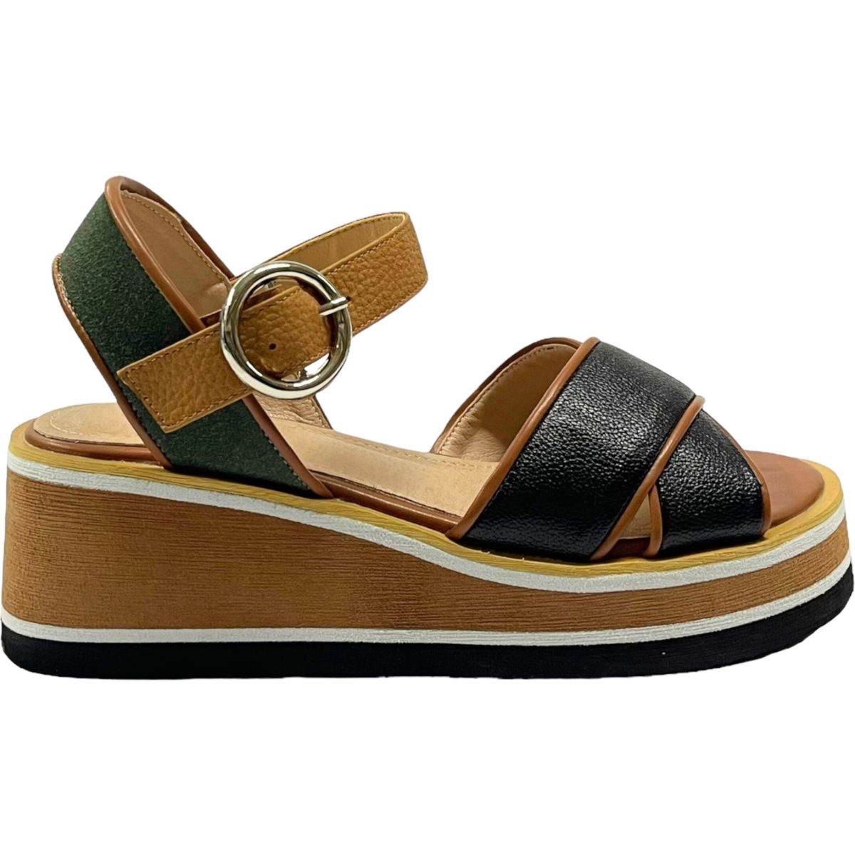 DETOGNI - Sandalia Mujer Negro/Café Gabriela Detogni