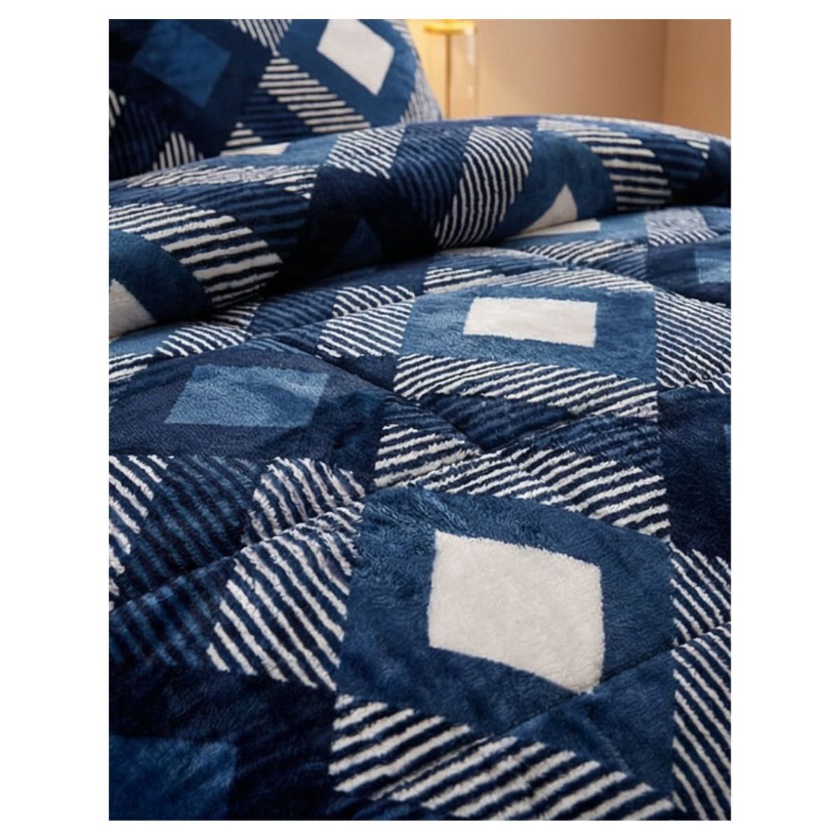 GENERICO - Cobertor Chiporro King Invierno - Azul Rombos ME-M49