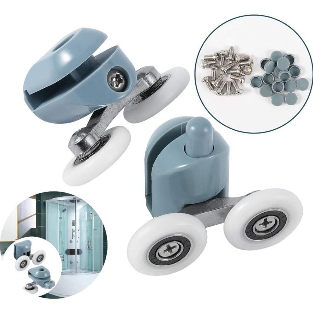 GENERICO - Ruedas dobles para puertas de ducha - 25 mm