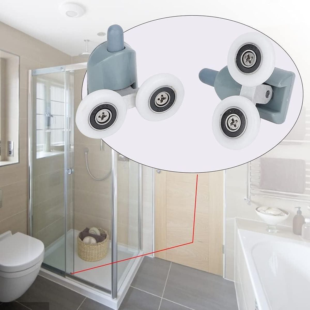 GENERICO - Ruedas dobles para puertas de ducha - 25 mm