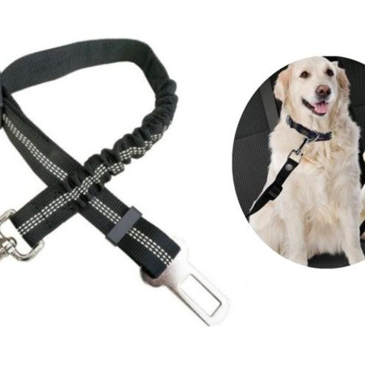 GENERICO - Cinturón de Seguridad Elástico para Mascotas en Vehículos