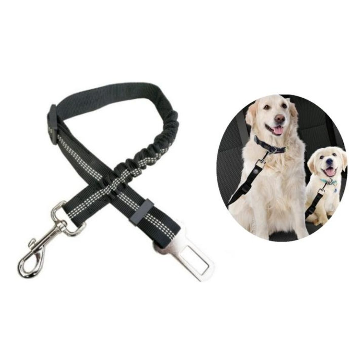 GENERICO - Cinturón de Seguridad Elástico para Mascotas en Vehículos