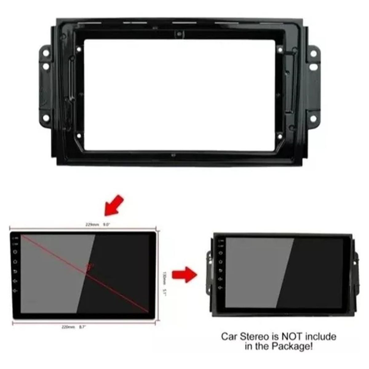 GENERICO - Bisel Adaptador de Radio para Chery Tiggo 2-3 9 Pulgadas