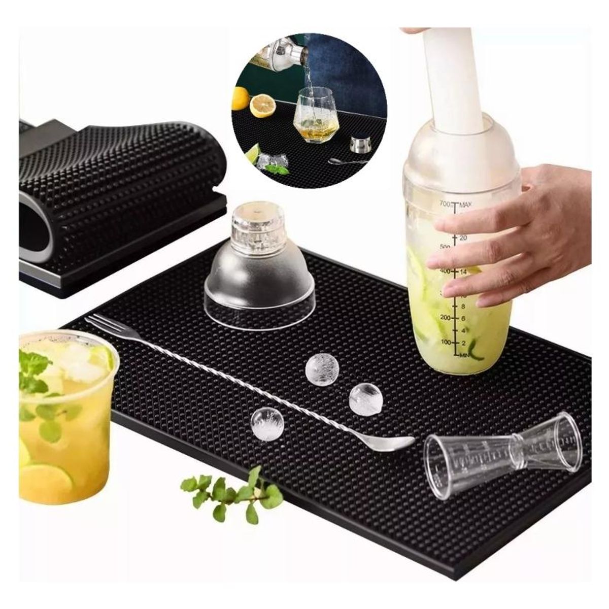GENERICO - Escurridor de Bar Negro de PVC 45 x 30 cm para Bebidas