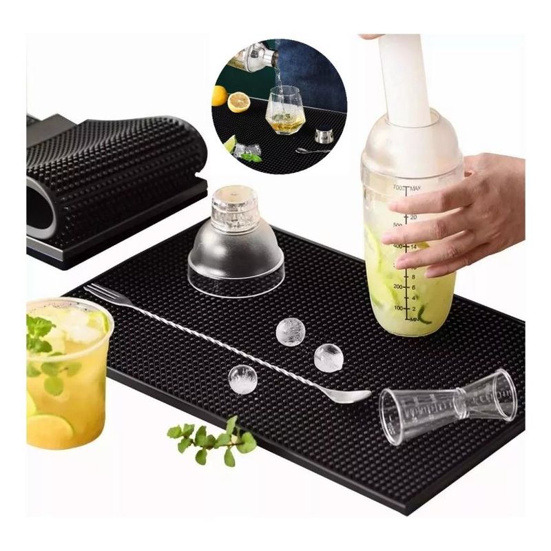 GENERICO - Escurridor de Bar Negro de PVC 45 x 30 cm para Bebidas