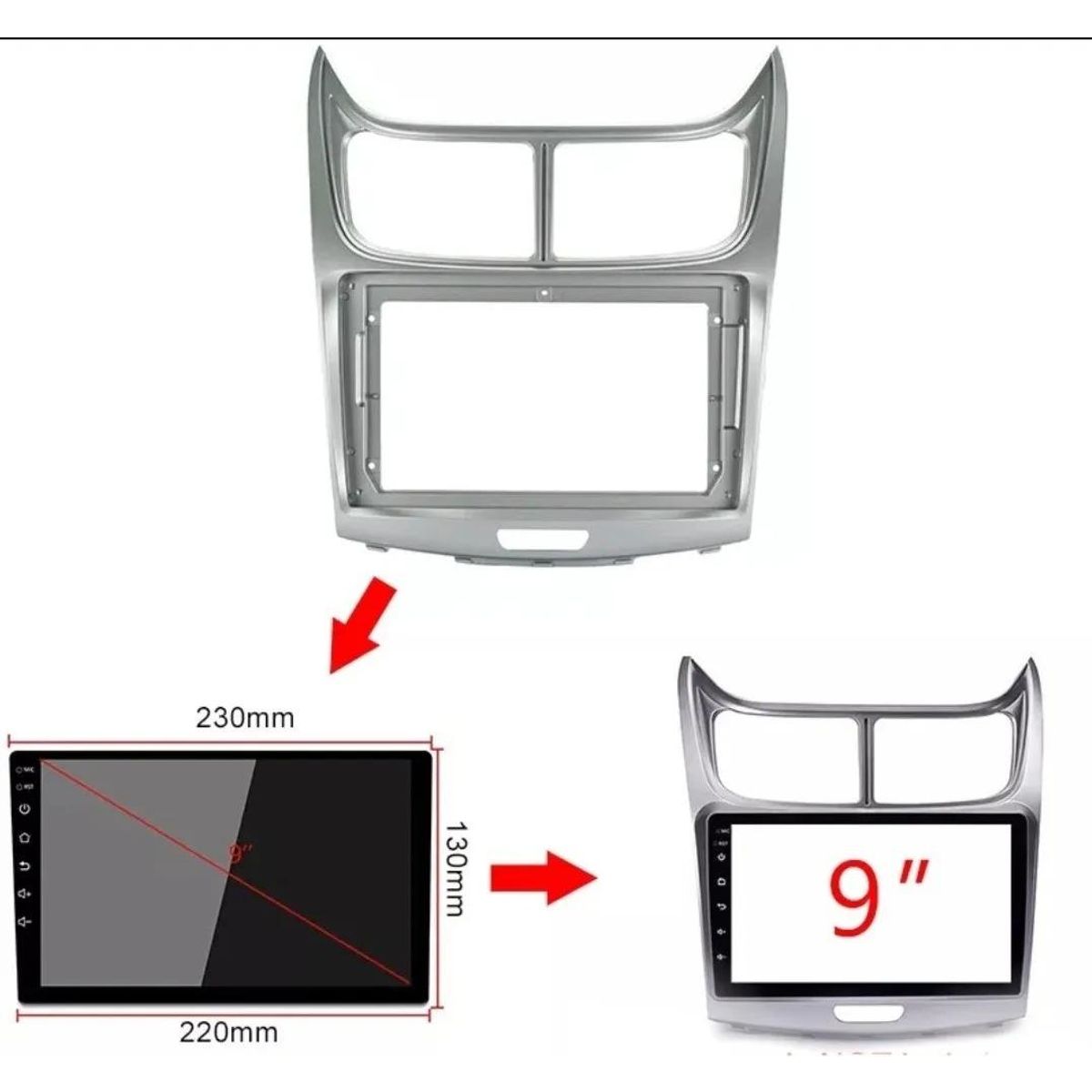 GENERICO - Bisel Adaptador para Radio 9" Chevrolet Sail 2004-2012
