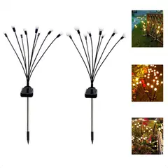 GENERICO - Pack de 2 Estacas Solares con Esferas Cálidas para Jardín