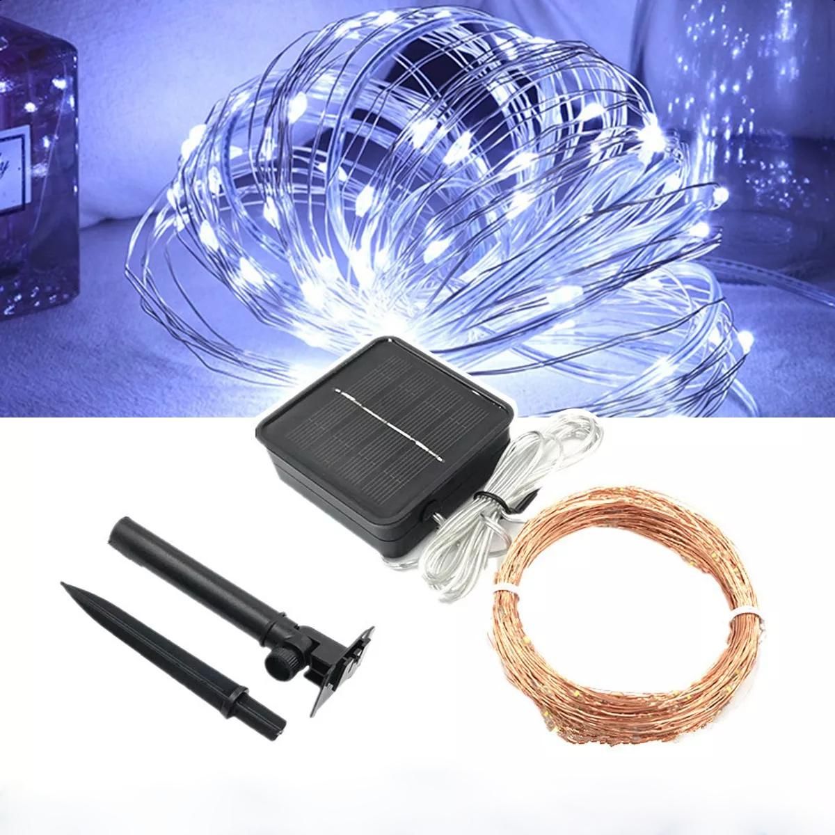 GENERICO - Pack de 2 Luces Guirnalda LED Solares 10 Metros para Decoración