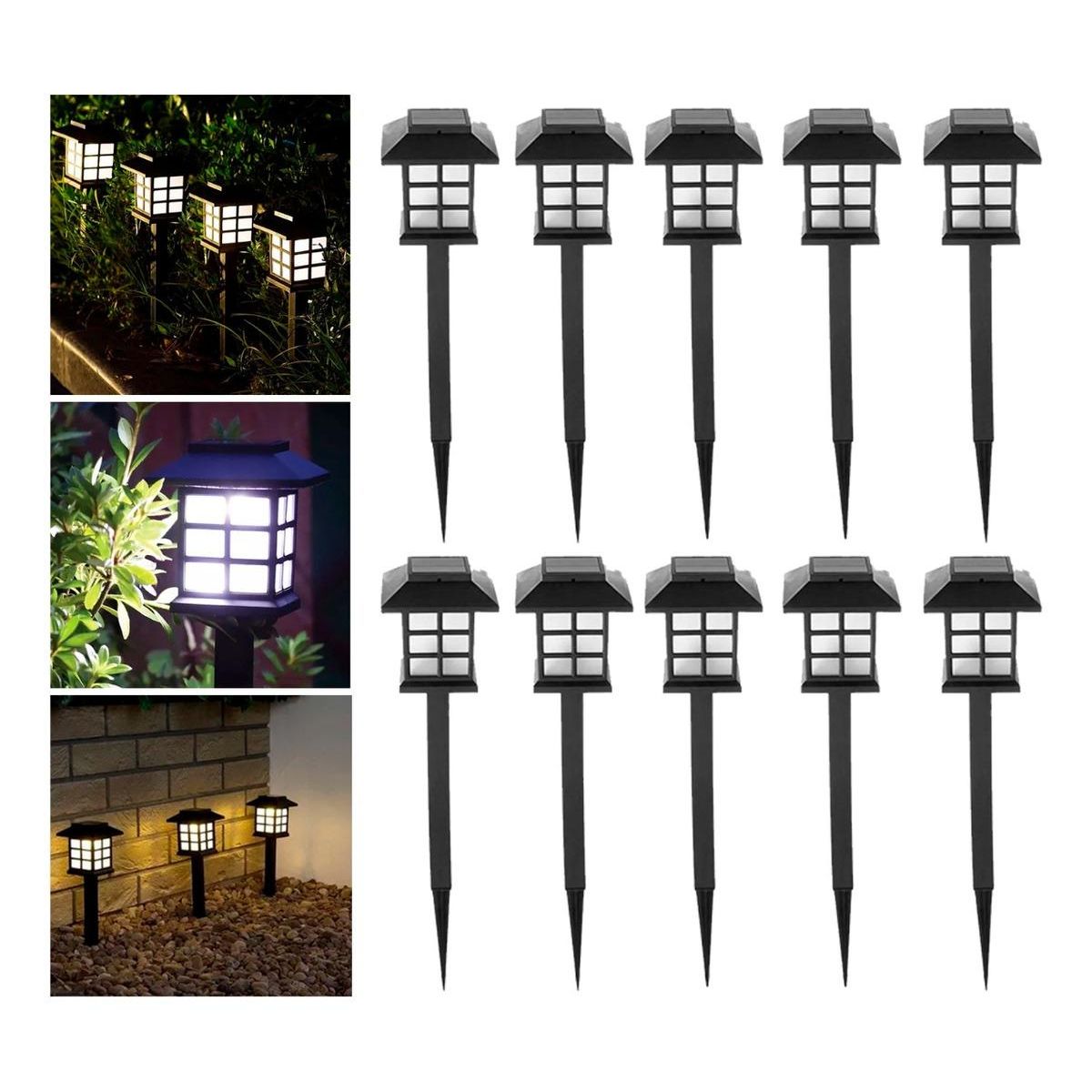 GENERICO - Pack de 10 Estacas LED Solares para Jardín Exterior.