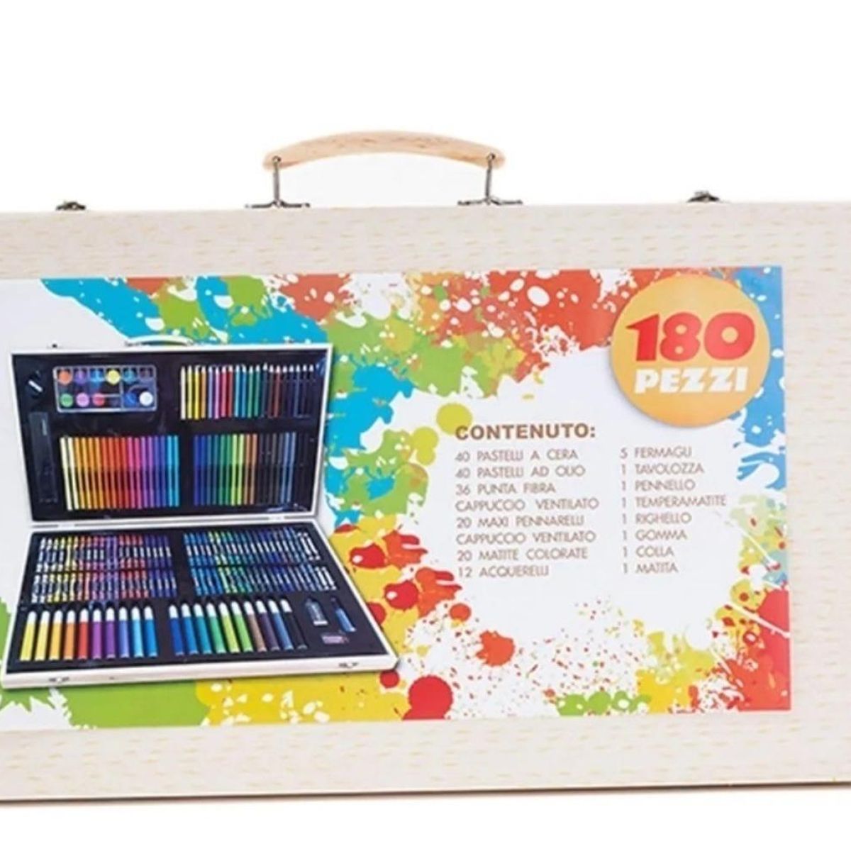 GENERICO - Set de Dibujo y Pintura 180 Piezas con Maleta de Madera