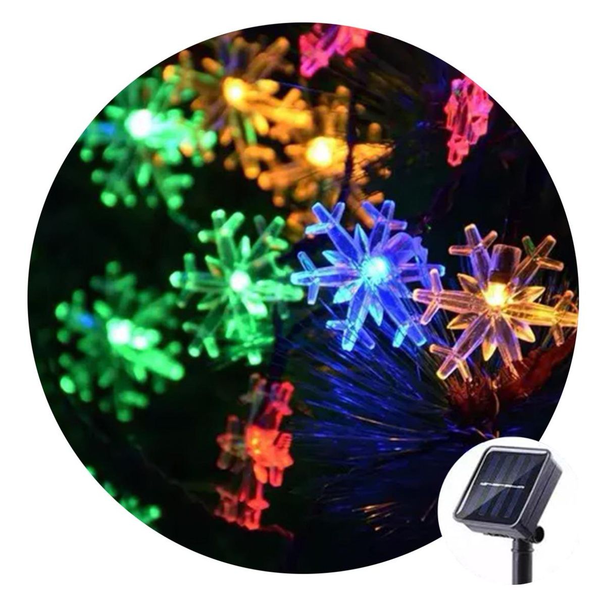 GENERICO - Luces LED Guirnalda Copo de Nieve Solar Multicolor