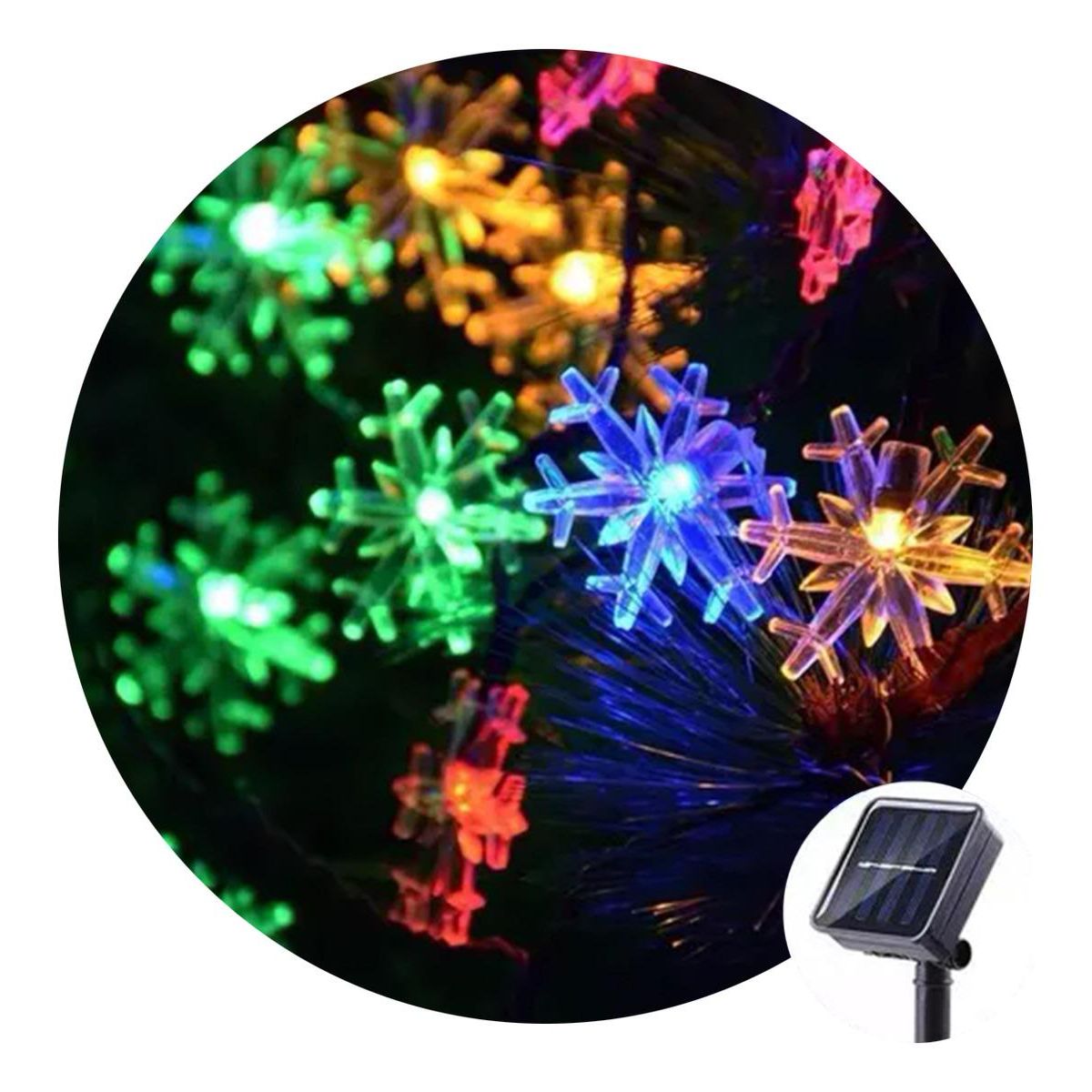 GENERICO - Luces LED Guirnalda Copo de Nieve Solar Multicolor