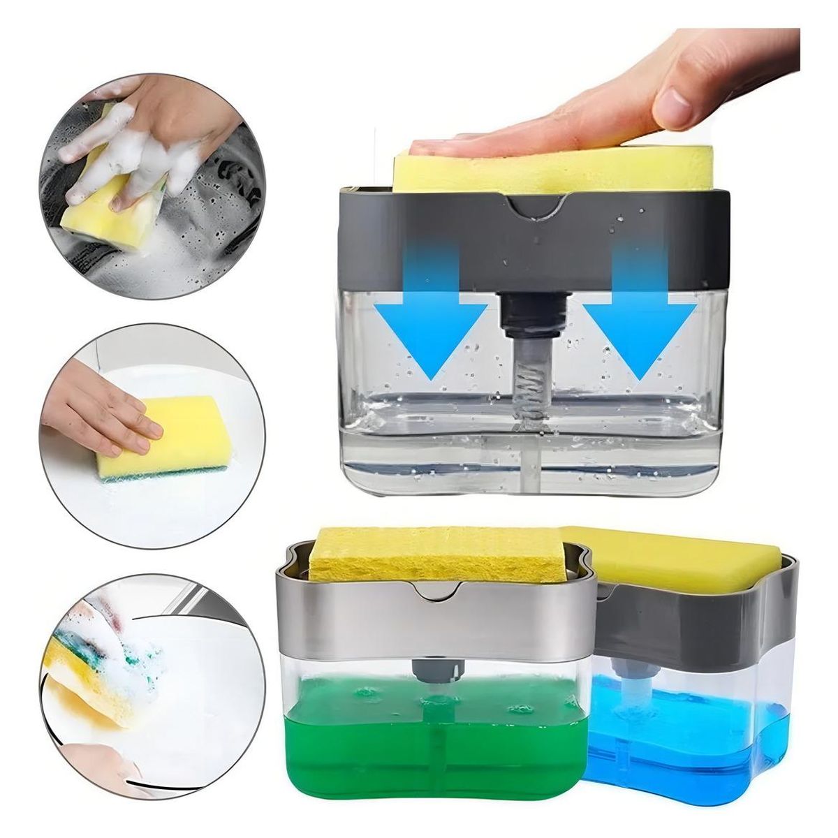 GENERICO - Dispensador de Jabón Esponja con Recipiente Color Gris