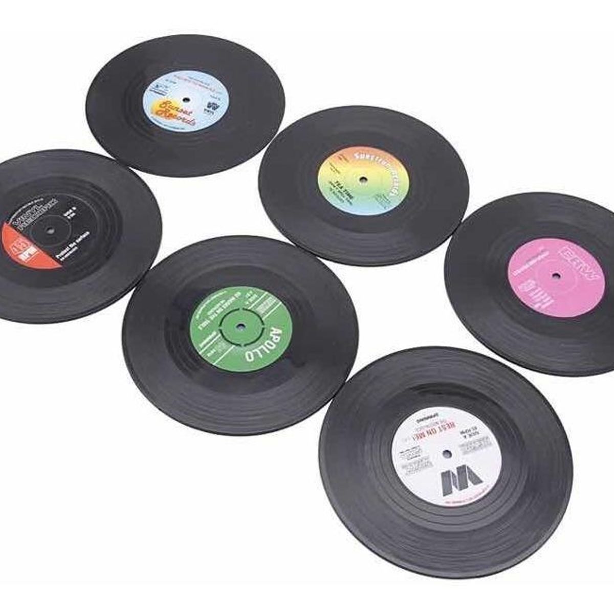 GENERICO - Pack de 18 Posavasos Vintage Estilo Vinilo Redondos