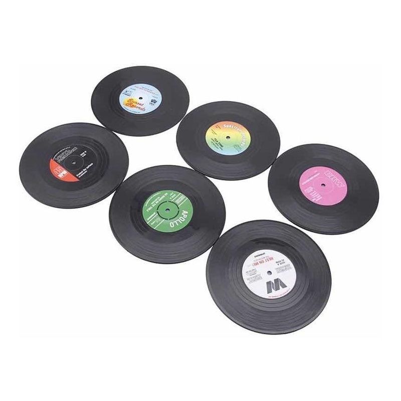 GENERICO - Pack de 18 Posavasos Vintage Estilo Vinilo Redondos