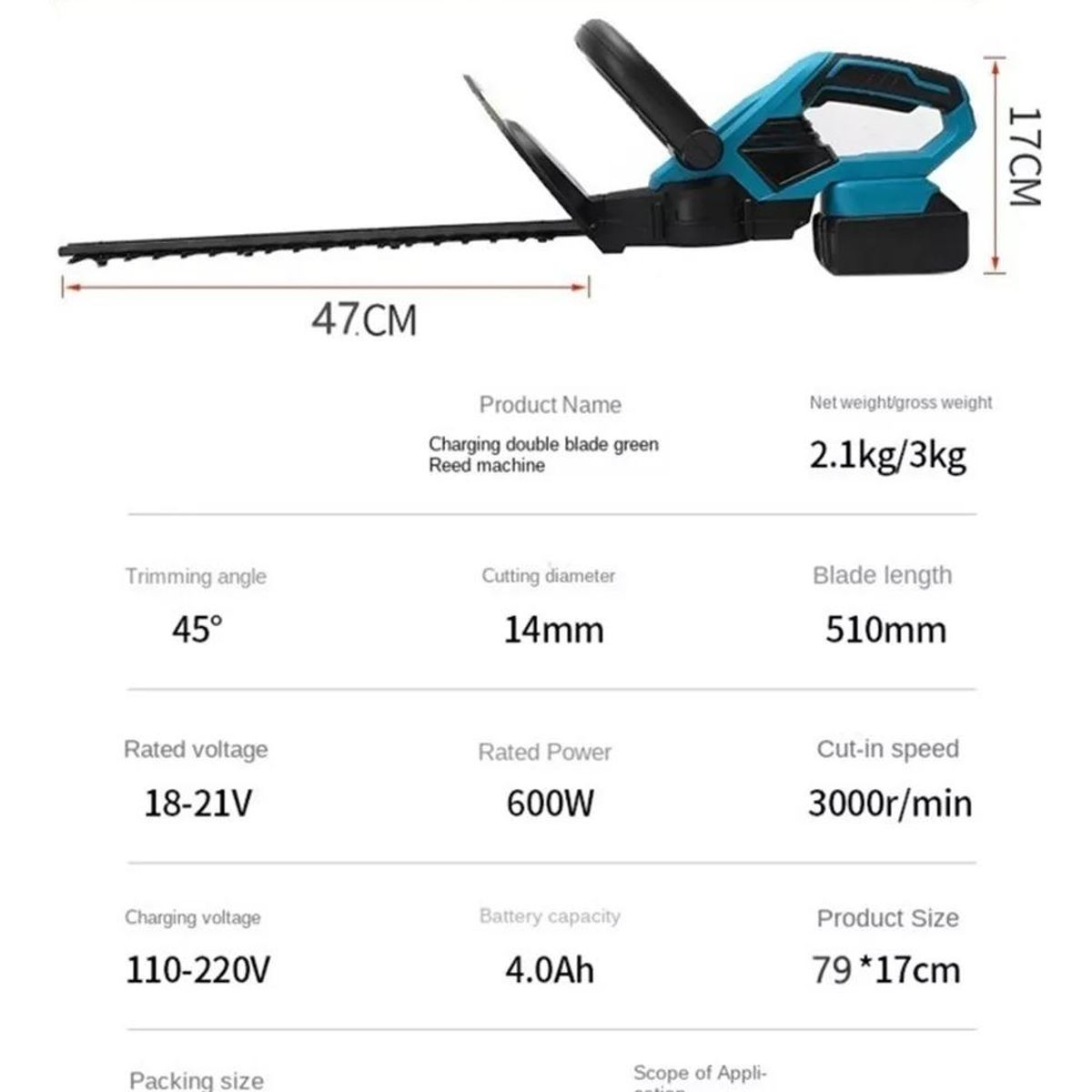 GENERICO - Cortasetos Eléctrico Recargable 20V Ideal para Jardín