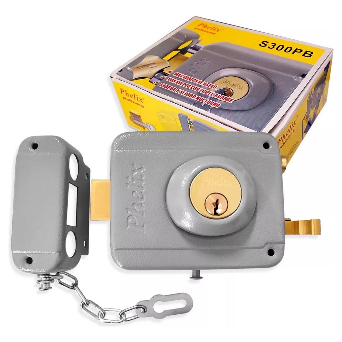 GENERICO - Chapa Cerradura Sobrepuesta Doble Cilindro para Puertas