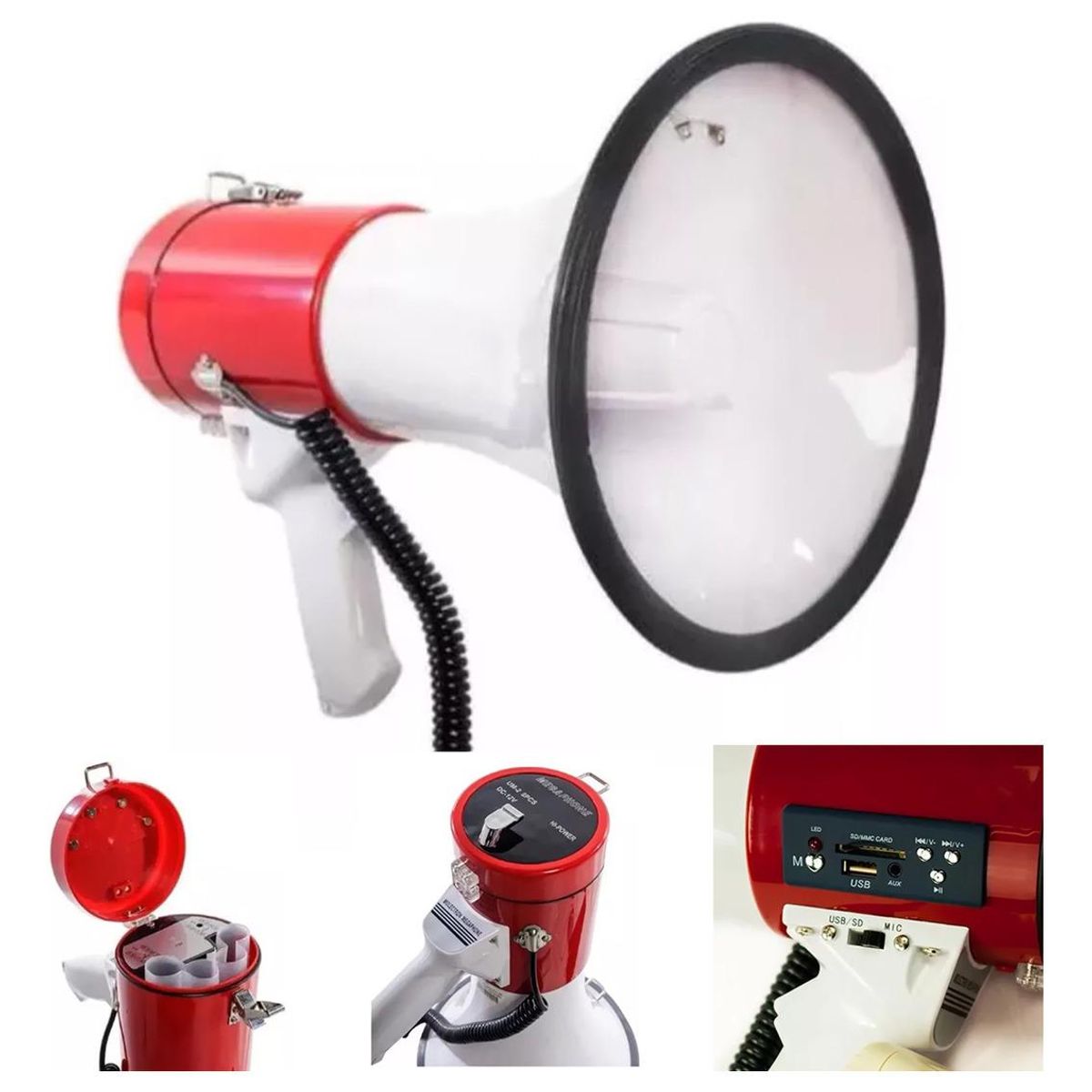 GENERICO - Megáfono Portátil con Bluetooth Recargable y Micrófono