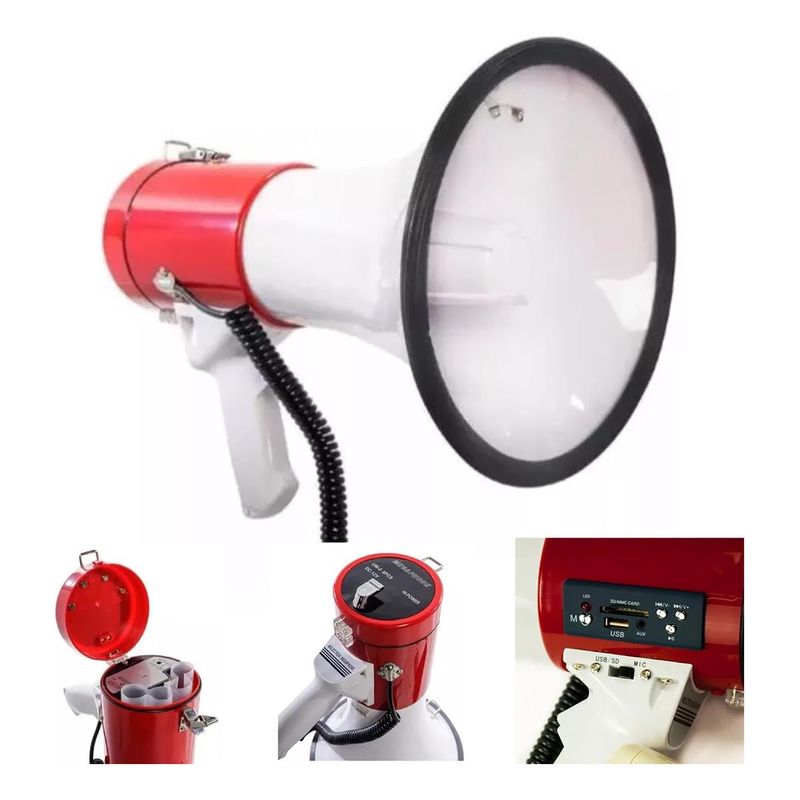 GENERICO - Megáfono Portátil con Bluetooth Recargable y Micrófono