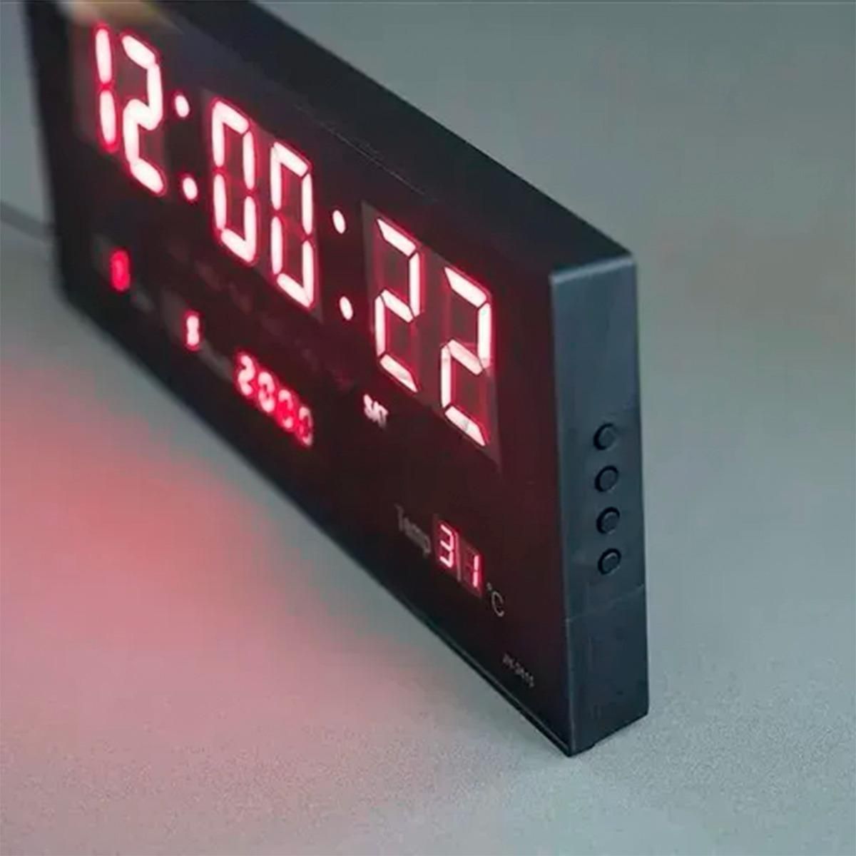 GENERICO - Reloj Digital Grande LED con Temperatura Negro