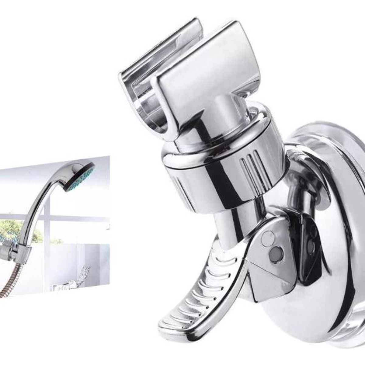 GENERICO - Soporte de Ducha Ajustable con Ventosa de Alta Succión