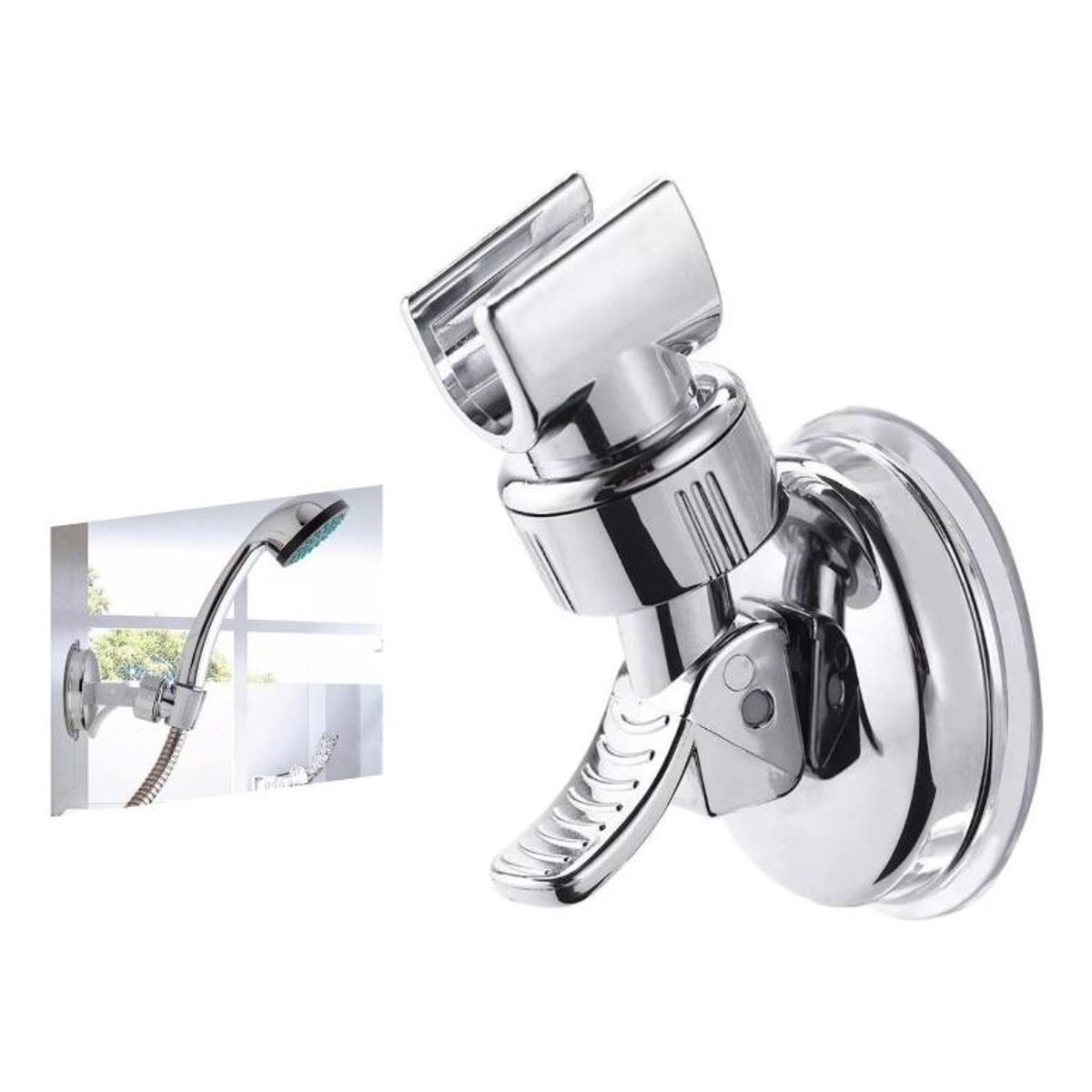 GENERICO - Soporte de Ducha Ajustable con Ventosa de Alta Succión