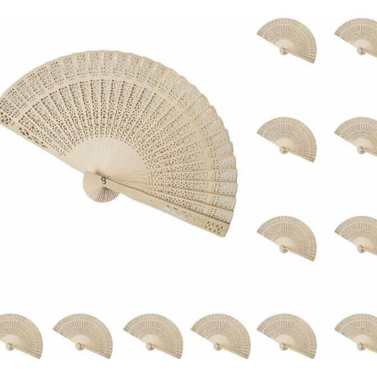 GENERICO - Pack de 5 Abanicos de Madera para Bodas - Diseño Rayas