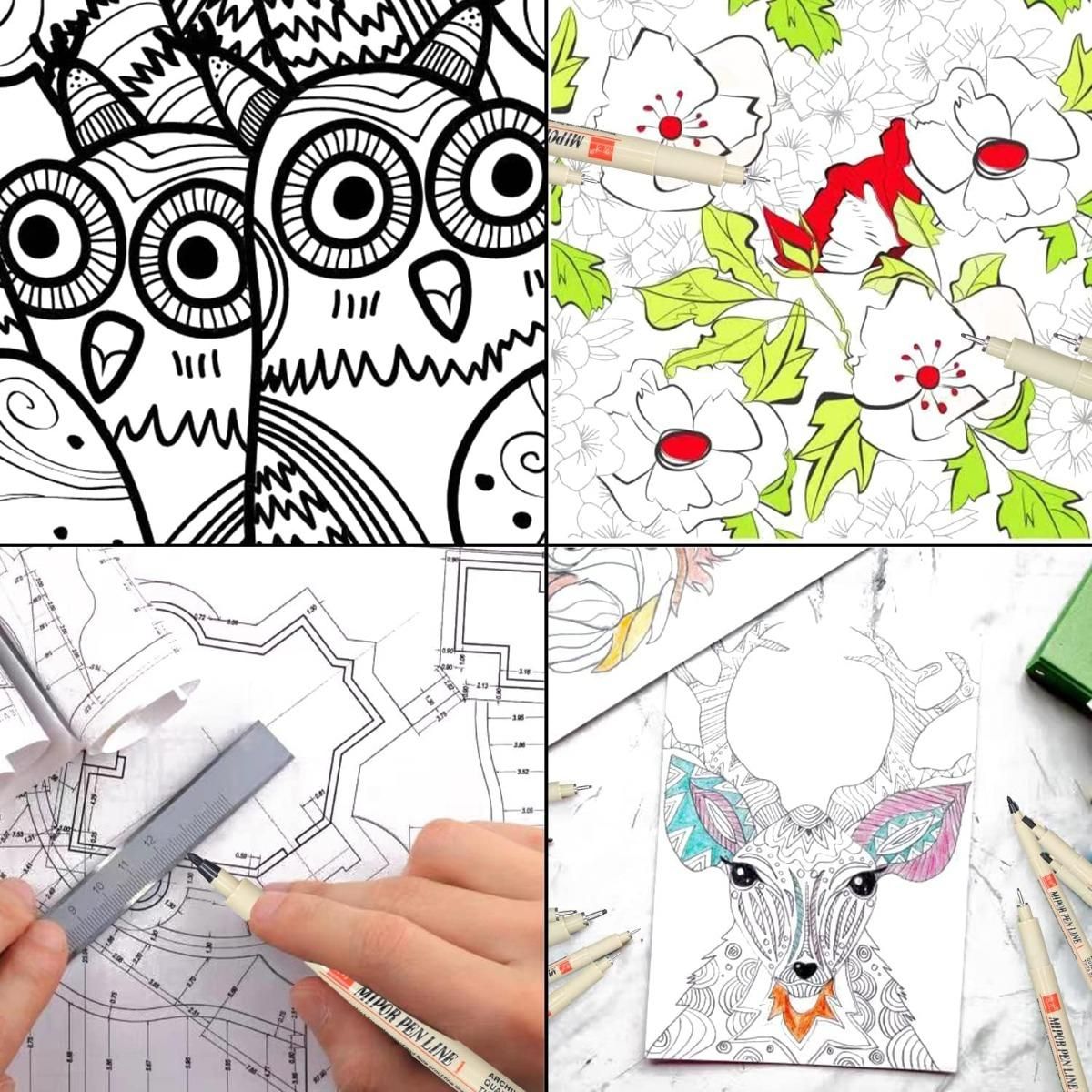 GENERICO - Juego de 12 Microbolígrafos para Dibujo Detallado