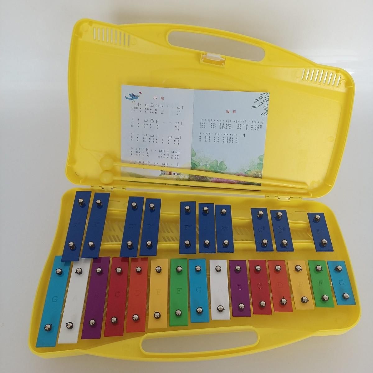 GENERICO - Xilófono Glockenspiel Profesional de 25 Notas Amarillo