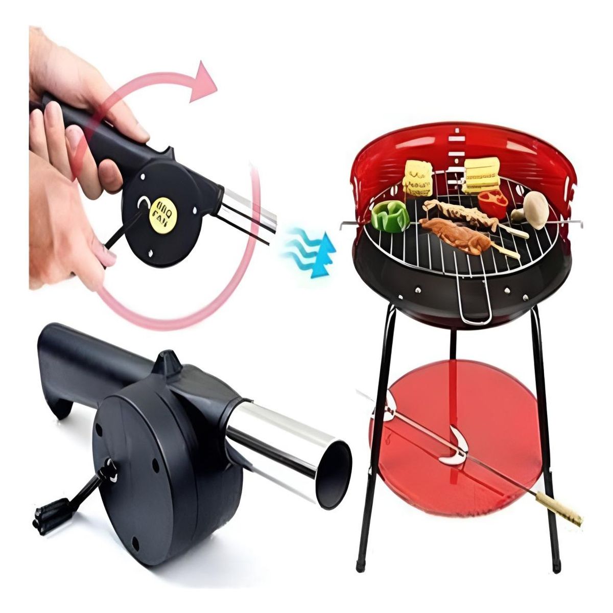 GENERICO - Soplador Manual para Parrilla con Manivela para Iniciar Fuego