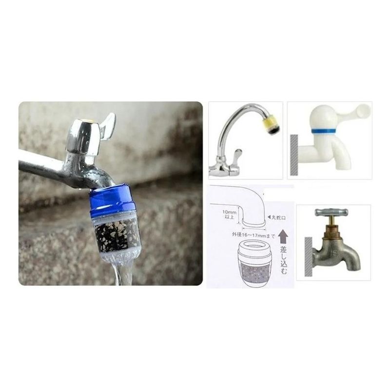 GENERICO - Filtro Purificador de Agua de Carbón Activado para Grifo Azul