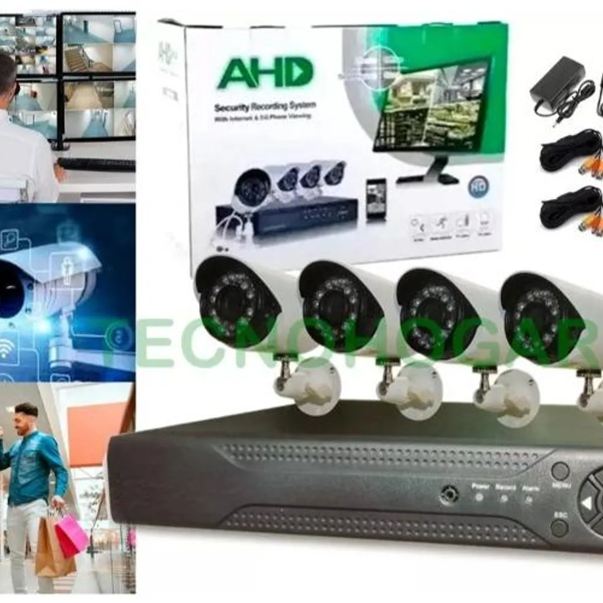 GENERICO - Kit DVR WiFi con 4 Cámaras de Seguridad Interior y Exterior