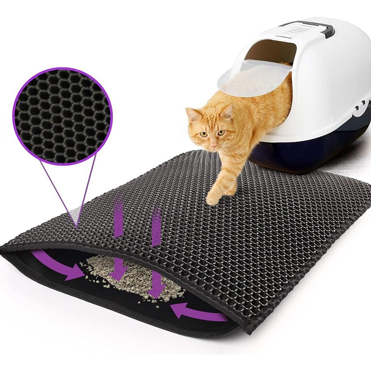 GENERICO - Alfombra Antideslizante para Arena de Gatos con Doble Capa