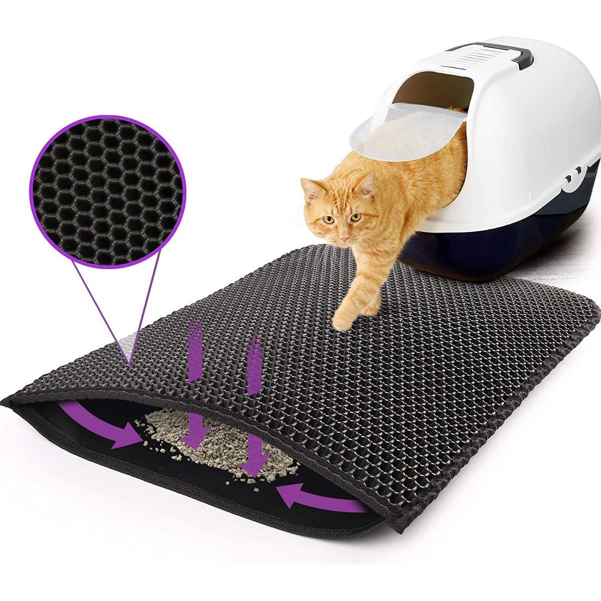 GENERICO - Alfombra Antideslizante para Arena de Gatos con Doble Capa