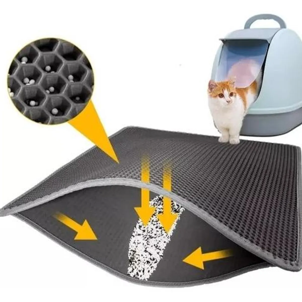GENERICO - Alfombra Antideslizante para Arena de Gatos con Doble Capa
