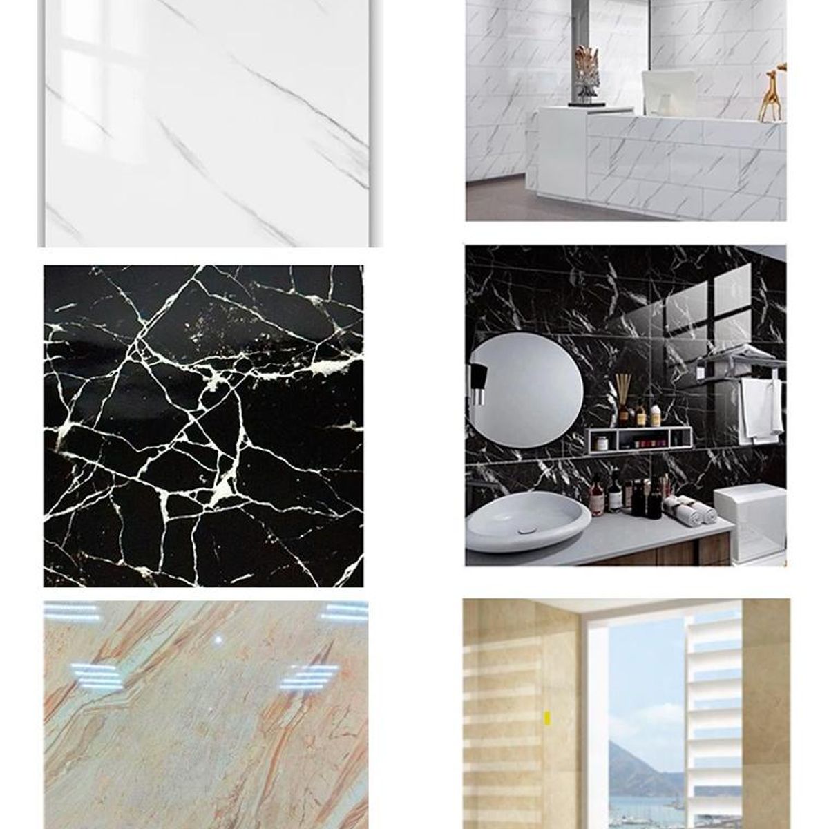 GENERICO - Pack de 10 Lámparas Autoadhesivas de PVC 60x60cm Diseño Mármol