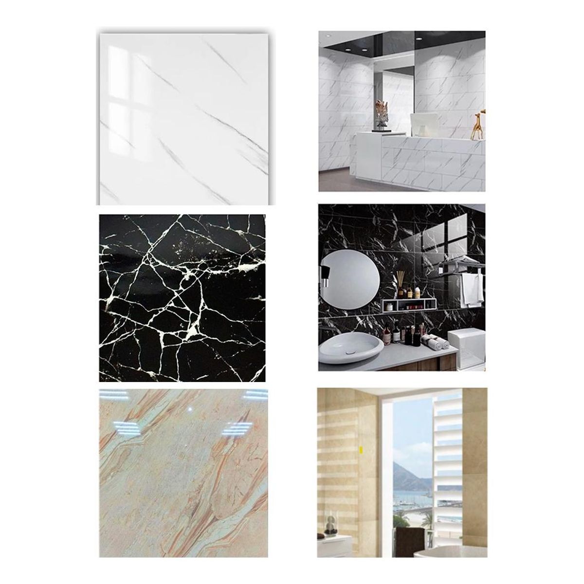 GENERICO - Pack de 10 Lámparas Autoadhesivas de PVC 60x60cm Diseño Mármol