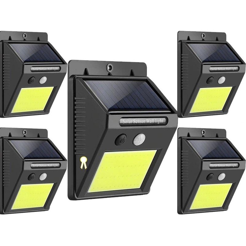 GENERICO - Foco Solar Exterior con Sensor de Movimiento - Pack X5 de 48 LEDs