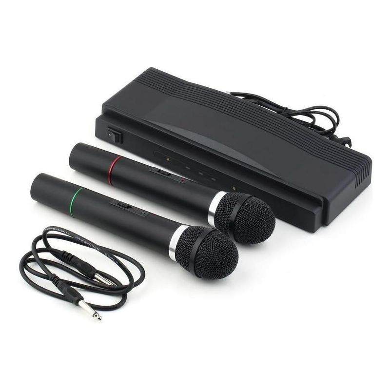 GENERICO - Kit de 2 Micrófonos Inalámbricos VHF con Transmisor de 10 Metros