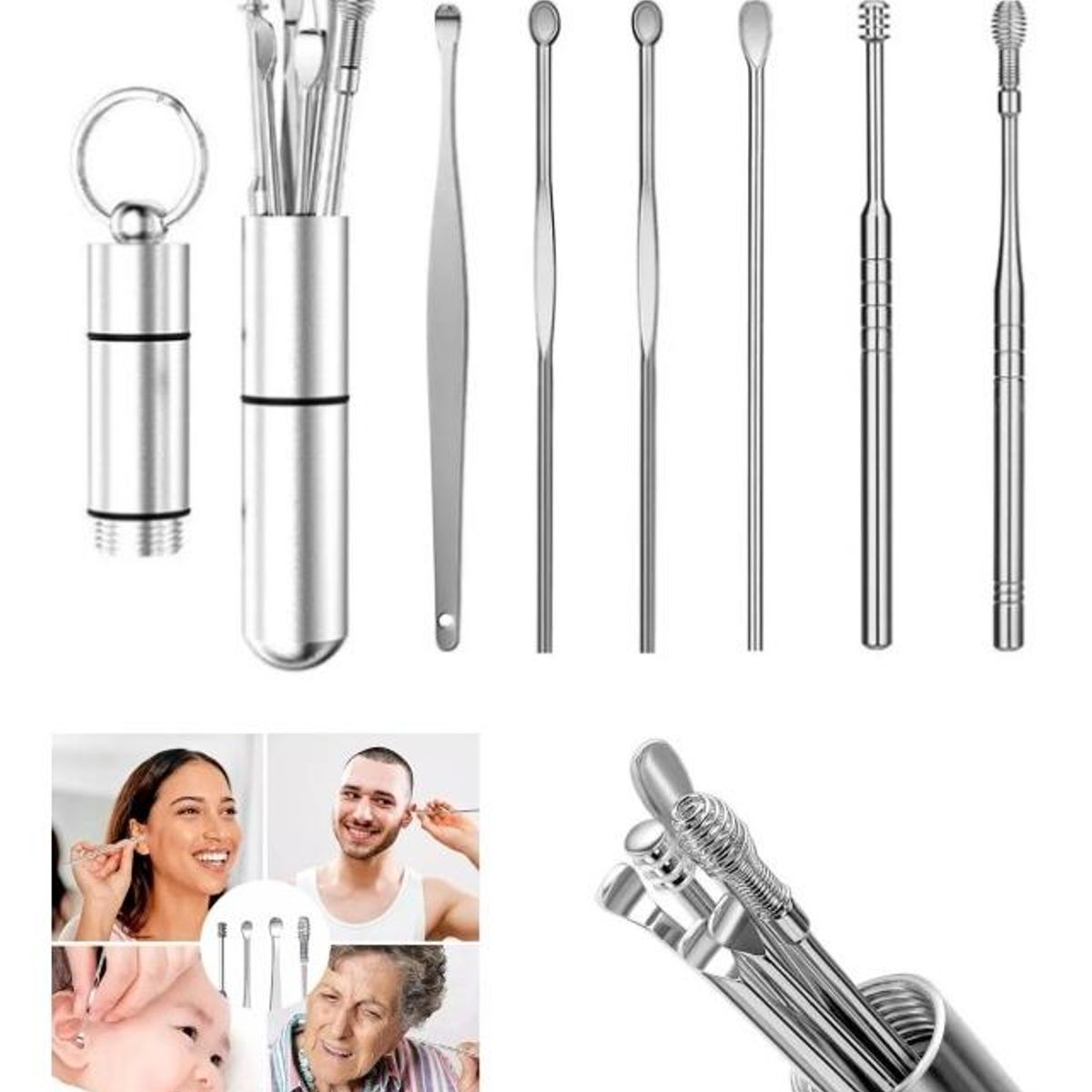 GENERICO - Kit de Herramientas para Limpieza de Oídos de Acero Inoxidable