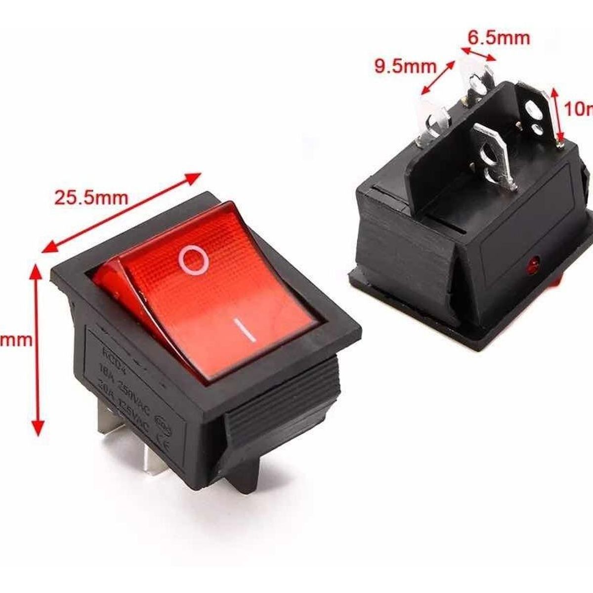 GENERICO - Interruptor Basculante Rojo para Equipos Eléctricos