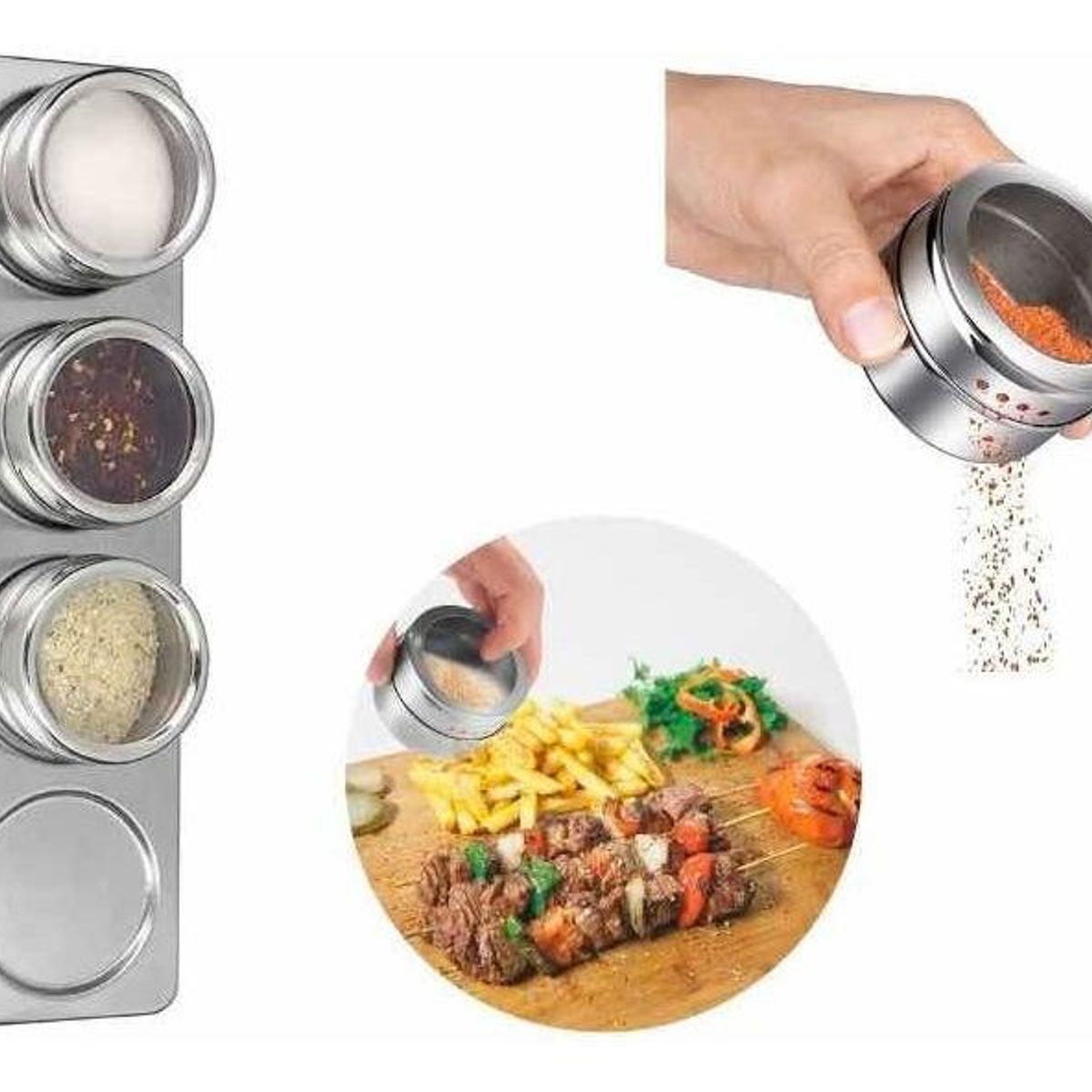 GENERICO - Especiero Magnético con 3 Frascos para Condimentos