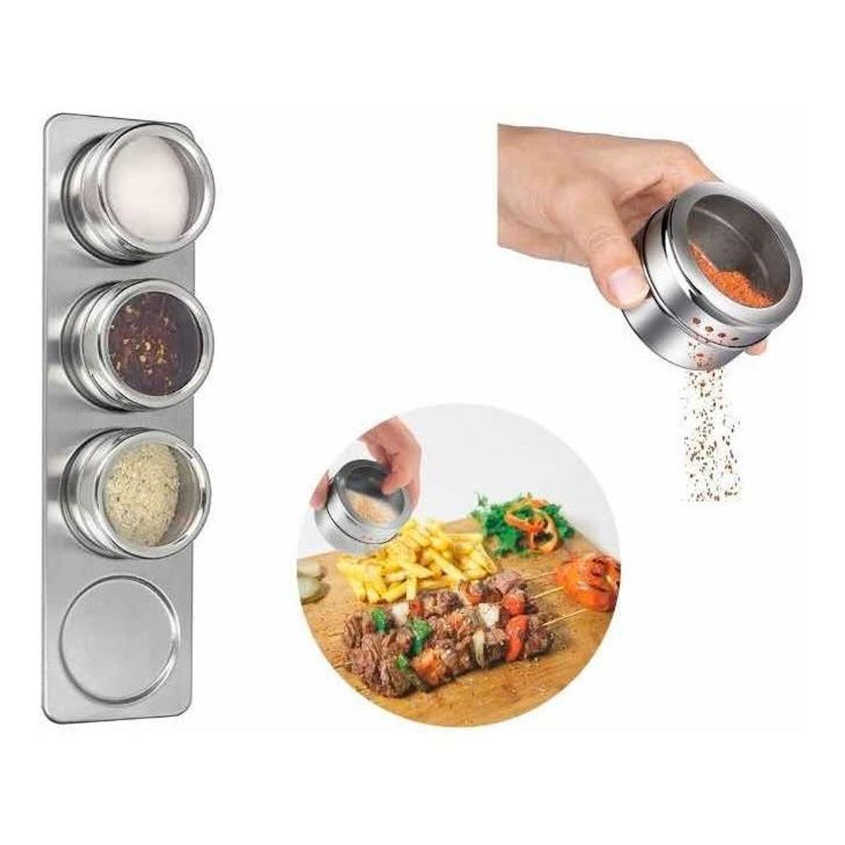 GENERICO - Especiero Magnético con 3 Frascos para Condimentos